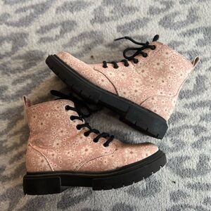 Little girls size 2 floral boots.